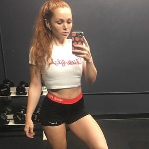 White crop top “Thick-fil-A” gym shirt